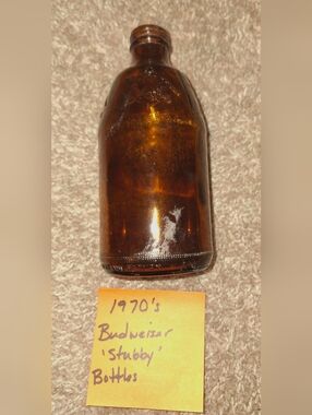 Vintage 1970's Budweiser "Stubby" Beer Bottle